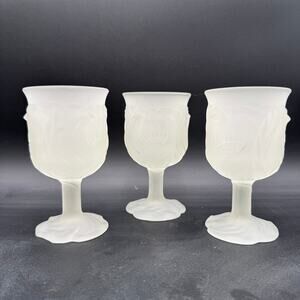 Vintage 1979 Avon goblets, frosted/ textured white, set of 3